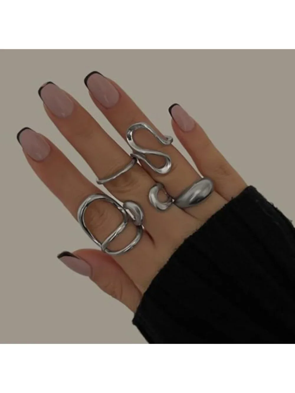 Chunky Open Stacking Knuckle Rings Set Adjustable Irregular Statement Rings